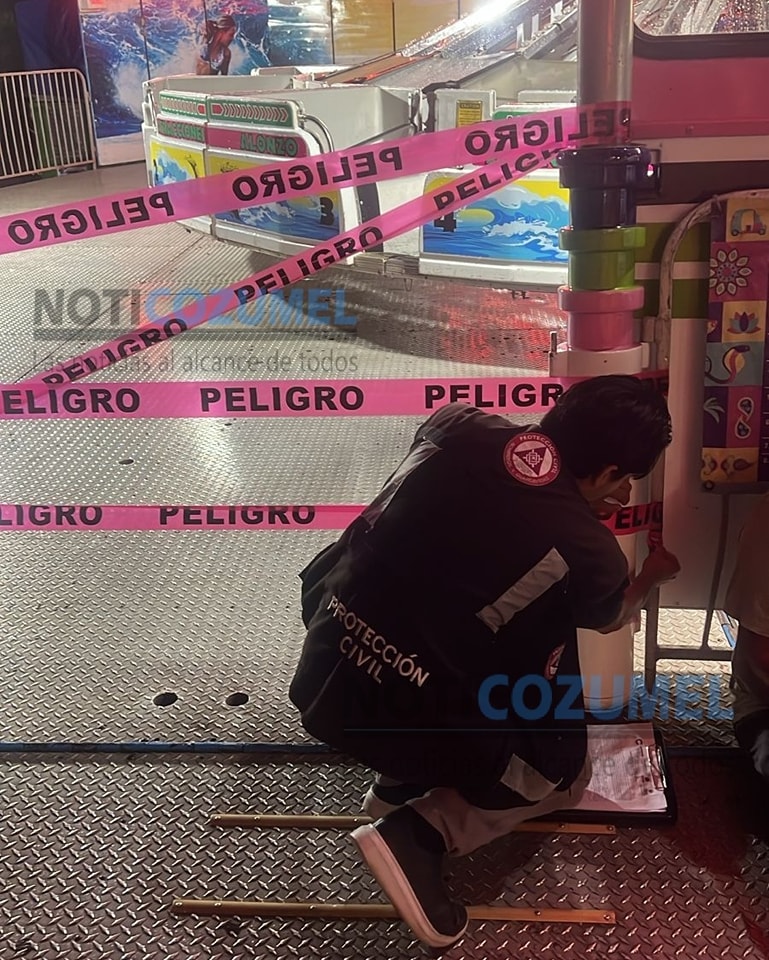 Protección Civil de Cozumel clausura juego mecánico y sanciona a los responsables tras accidente