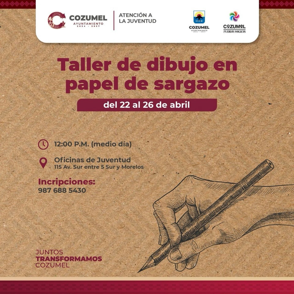 Chacón impulsa el arte y la conciencia con el taller “Dibujo en papel de sargazo”